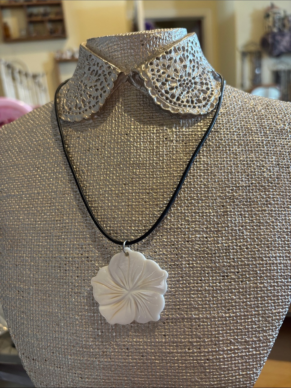 Handcrafted White Floral Pendant Necklace - Women Jewelry